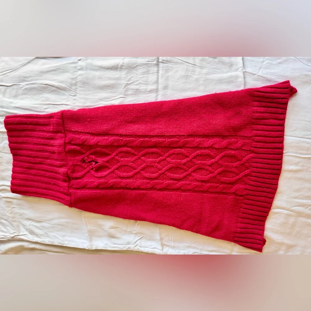 Red Cable Knit Dog Sweater w Turtleneck